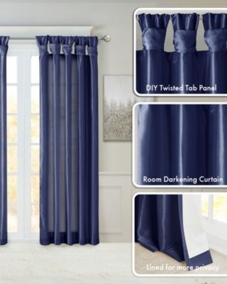 Emilia Twist Tab Lined Window Curtain Panel, 50"W x 120"L