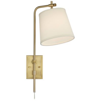 Seline Modern Wall Lamp with Dimmer Warm Gold Metal Plug-in 7" Light Fixture Adjustable Off White Shade for Bedroom Living Room House