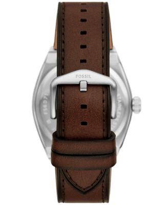Men's Everett Three-Hand Date Brown Leather Watch 42mm