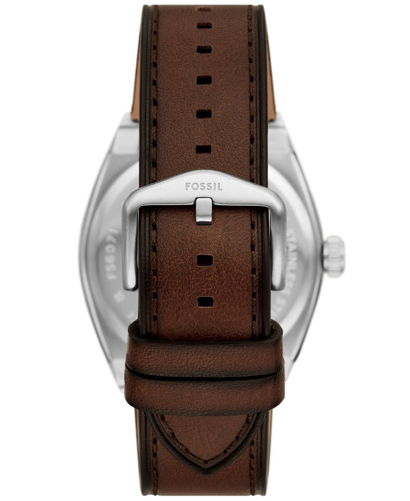 Мужские часы Fossil Everett Three-Hand Date Brown Leather, 42mm — фото 2
