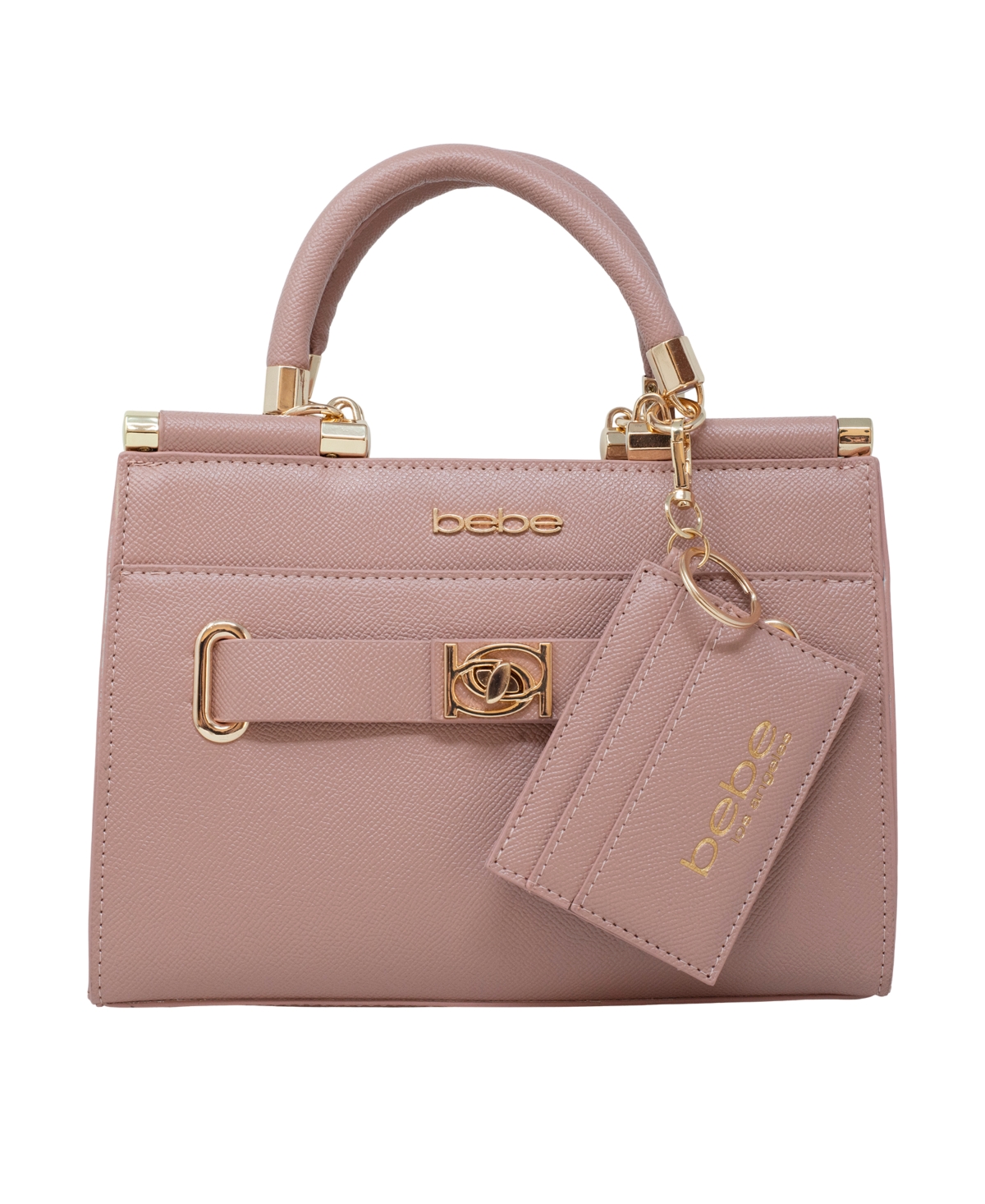 Alex Quilted Satchel Bag With Card Holder In Dusty Rose