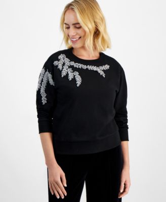 I.N.C. International Concepts - Petite Embellished Crewneck Sweatshirt