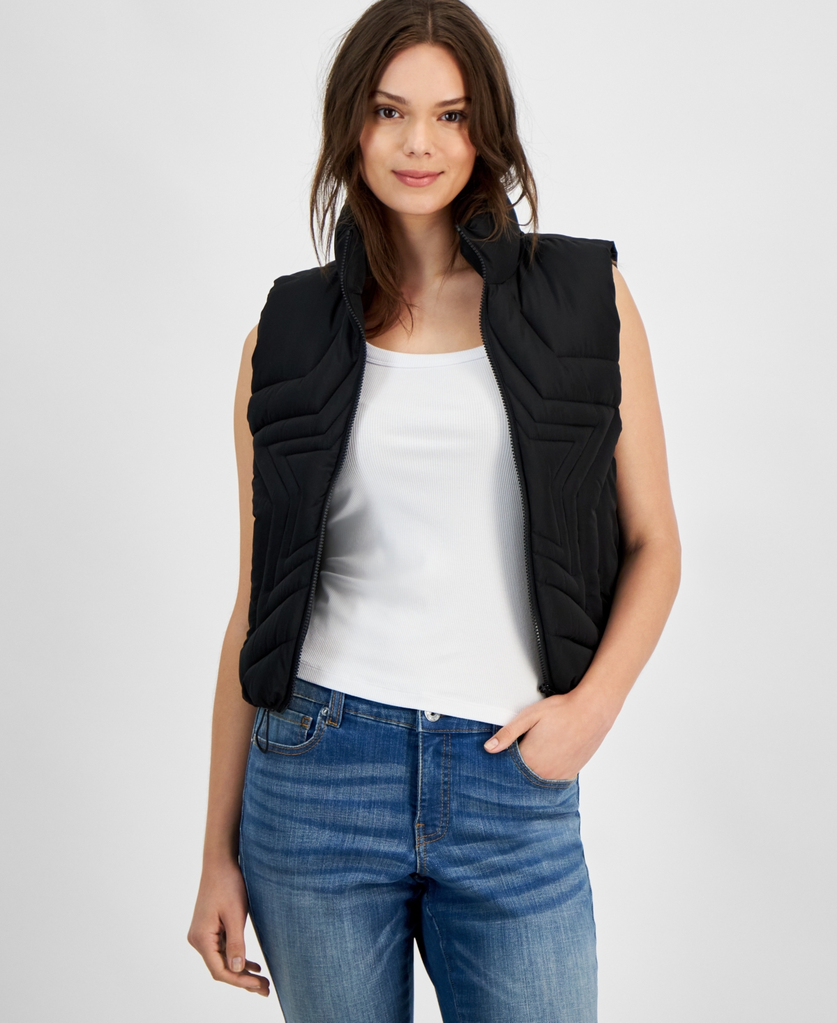 Juniors' Star Quilted Puffer Vest - Tender Touch