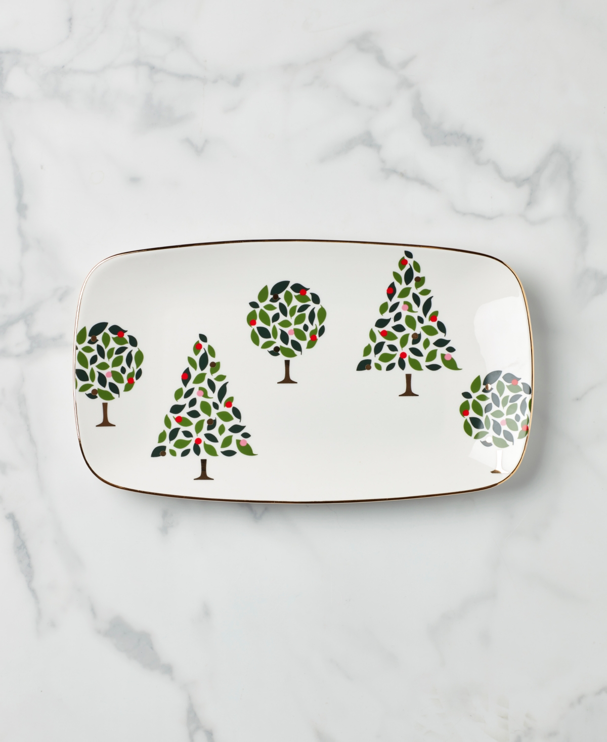 Kate Spade Evergreen Hors D'oeuvres Tray In White And Ivory
