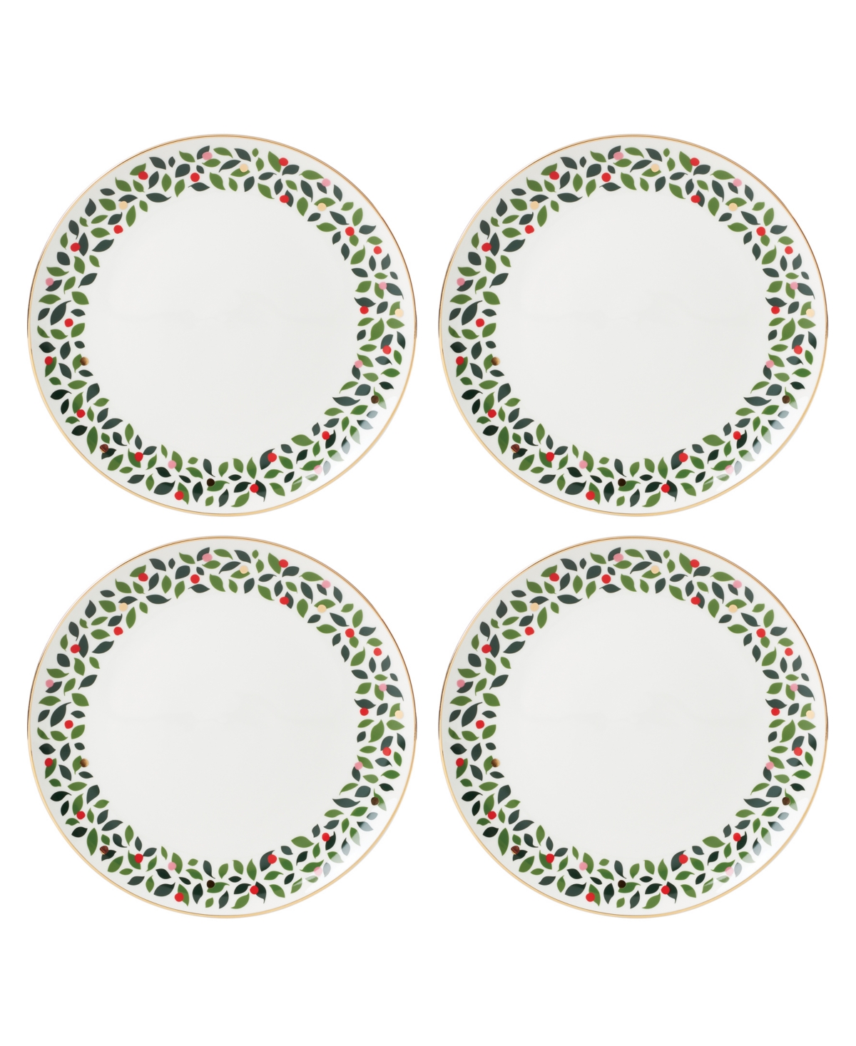 Evergreen 4-Piece Dinner Plates - White and Ivory