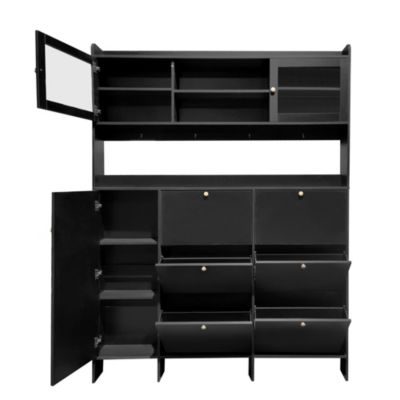  Multifunctional Shoe Cabinet with Storage & 6 Drawers