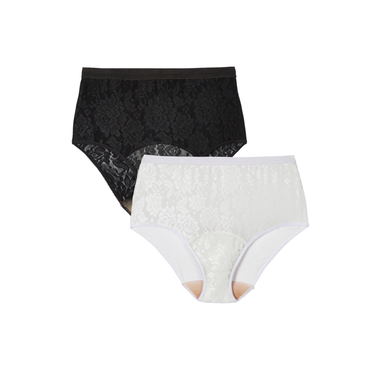 Comfort Choice Plus Size Lace Incontinence Brief 2-Pack