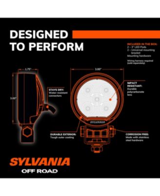 Rugged 3-Inch Round LED Light Pods | Flood Beam | 1400 Lumens | Off-Road Driving Work Lights (2-Pack)