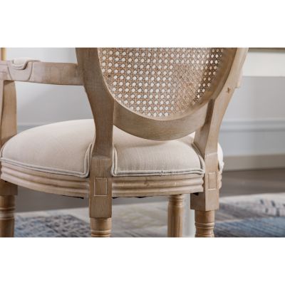 Streamdale French Vintage Upholstered Fabric Dining Armchair, Beige