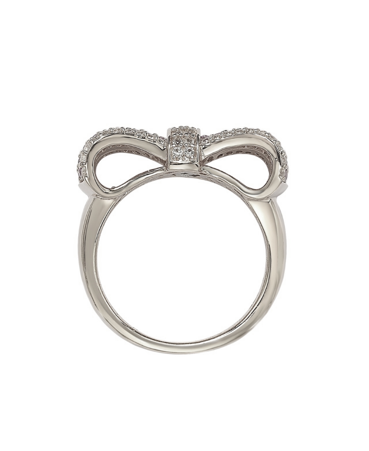 Suzy Levian New YorkSapphire & Lab-Grown White Sapphire Pave Puff Bow Band Ring in Sterling Silver by Suzy Levian - Pink