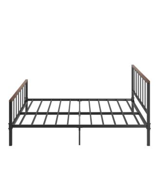 Queen Metal Platform Bed with Headboard and Footboard