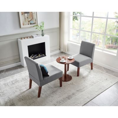 Streamdale Set of 2 Fabric Accent Chairs with Round Wood Table