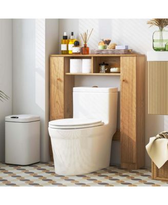 Over The Toilet Storage Cabinet Double Door Bathroom Toilet Storage Organizer