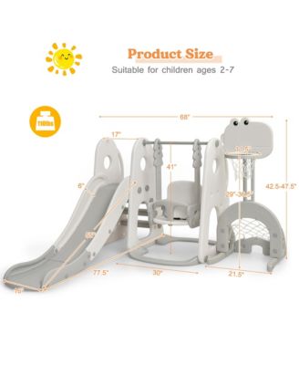 6 in 1 Toddler Slide and Swing Set Climber Playset w/ Ball Games Orange