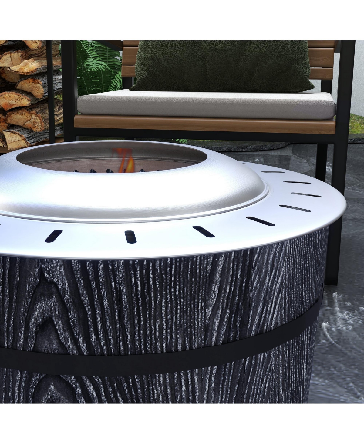 Streamdale Furniture Smokeless Fire Pit with Fireproof Mat, 20