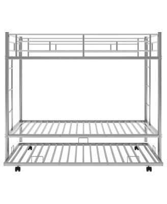 Twin Over Twin Bunk Bed With Trundle, Silver