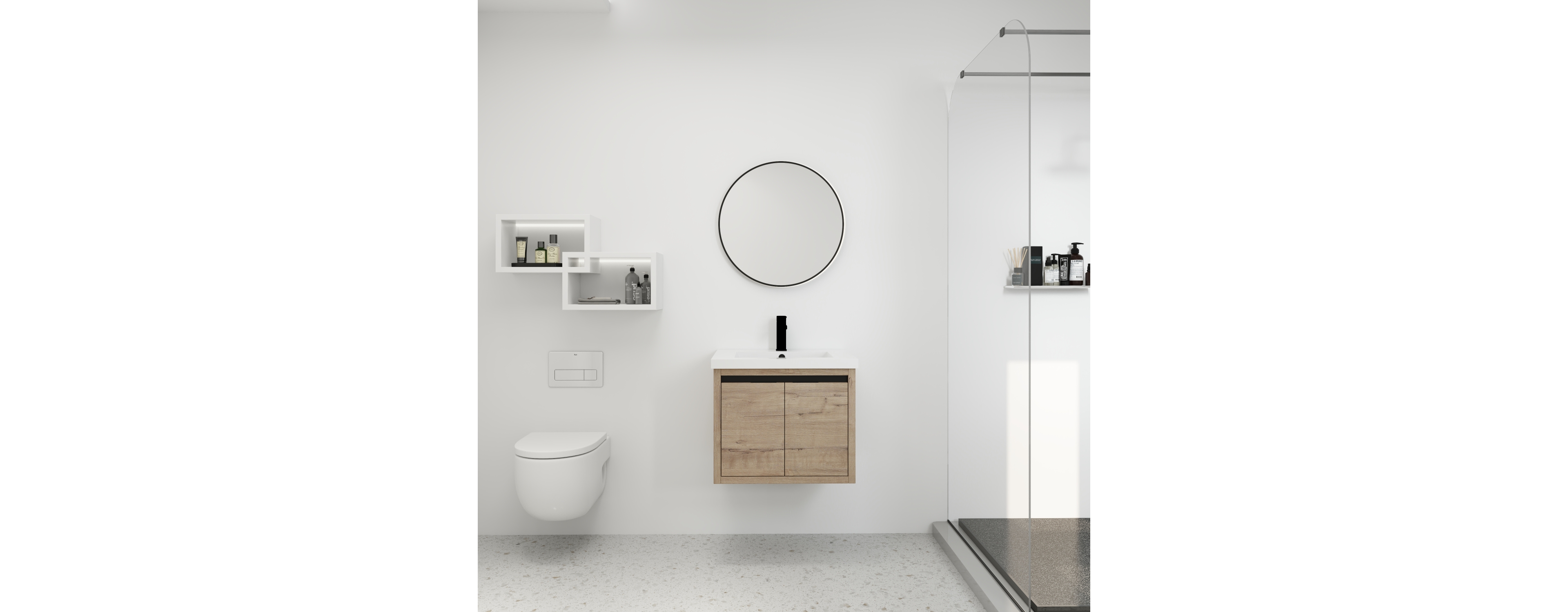 24 Inch Bathroom Cabinet with Sink, Soft Close Doors