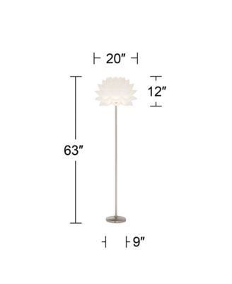 Modern Floor Lamp 63" Tall Brushed Steel White Orb Petal Flower Shade Dimmable for Living Room Reading Bedroom Office