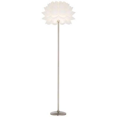 Modern Floor Lamp 63" Tall Brushed Steel White Orb Petal Flower Shade Dimmable for Living Room Reading Bedroom Office