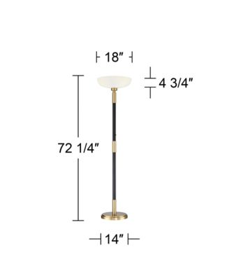 Cameron Light Blaster Modern Torchiere Floor Lamp LED 72.25" Tall Warm Antique Brass Matte Black Opal Glass Bowl Pole Light for Living Room Reading House Bedroom Home