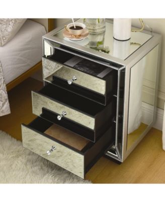 Pearl Silver Mirrored 3-Drawer Cabinet
