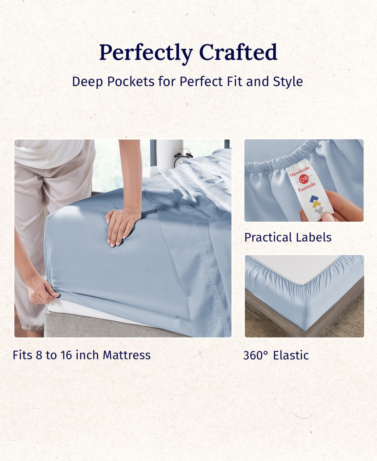 5-Star Luxury Sheet Set, 600 Thread Count Cotton Sateen, Soft & Crisp Bed Sheets