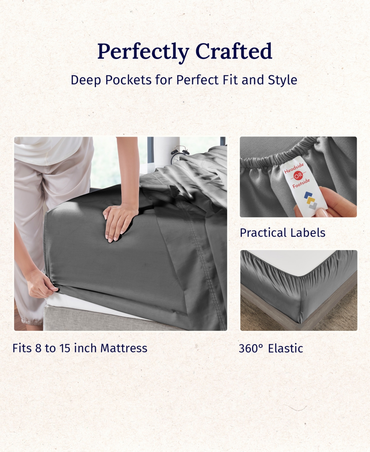 5-Star Luxury Sheet Set, 600 Thread Count Cotton Sateen, Soft & Crisp Bed Sheets - size