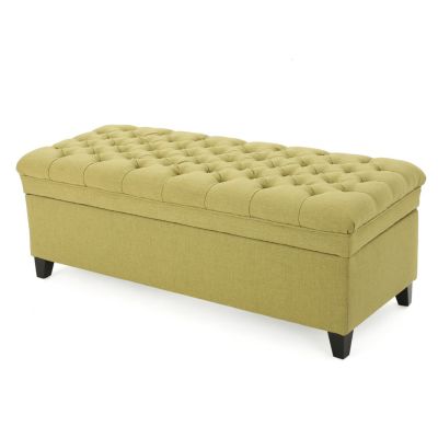 Streamdale JULIANA FABRIC STORAGE OTTOMAN Green, 50" x 20.5" x 18.2