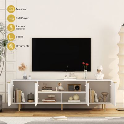 Grooved TV Cabinet with White Texture