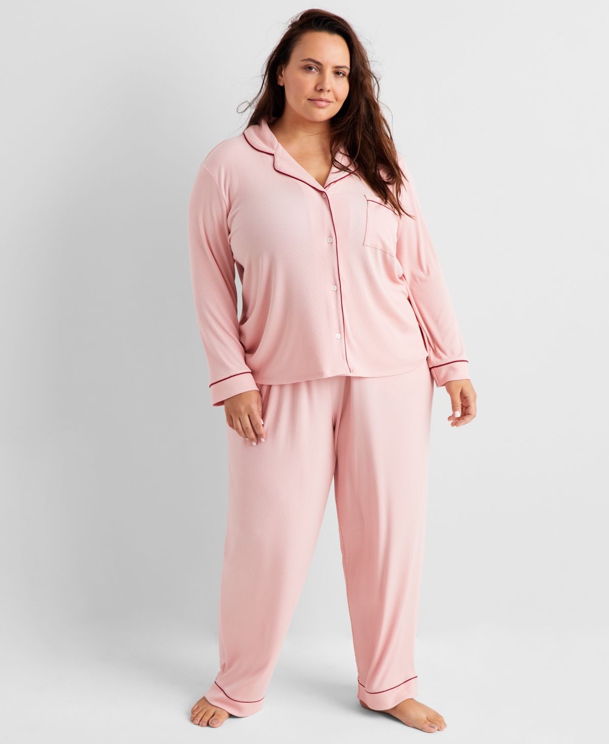 State Of Day Women's 2-pc. Packaged Ribbed Notched-collar Pajamas Set Xs-3x, Created For Macy's