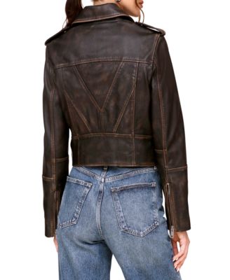 Women's Asymmetric Leather Moto Jacket