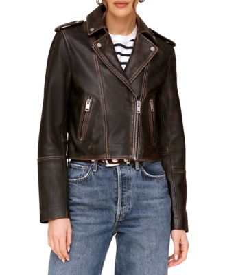 Women's Asymmetric Leather Moto Jacket