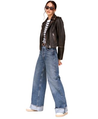 Women's Asymmetric Leather Moto Jacket