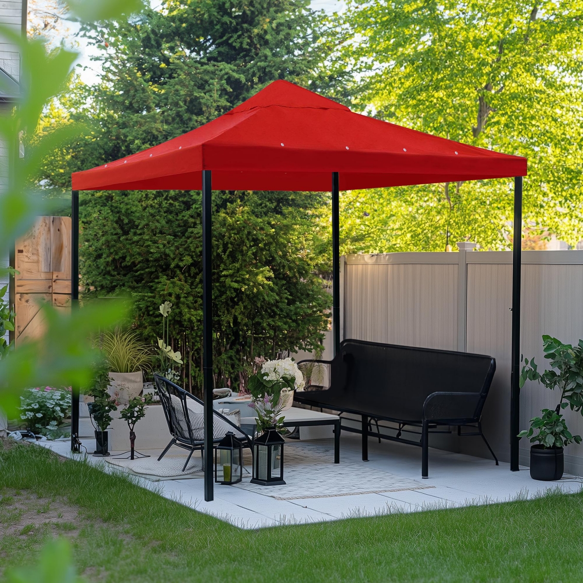 Yescom 10'x10' Gazebo Top Replacement for beach cabanas for 1 Tier Outdoor Canopy Cover Patio Garden YardY0041002 - Red