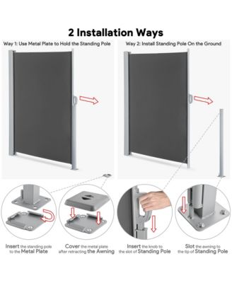 119x71 In Outdoor Retractable Side Awning Folding Privacy Screen Divider Garden