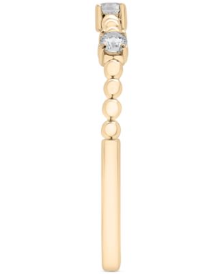 Diamond Beaded Narrow Stack Band (1/10 ct. t.w.) in 10k Gold or 10k White Gold, Created for Macy's