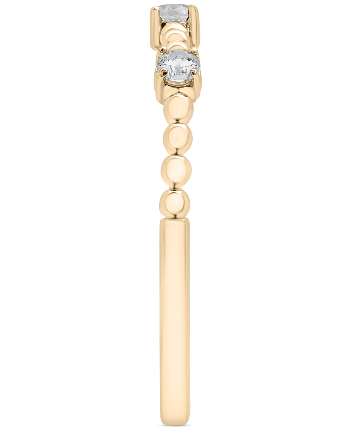 Wrapped Diamond Beaded Narrow Stack Band (1/10 Ct. T.w.) In 10k Gold, Created For Macy's In Yellow Gold