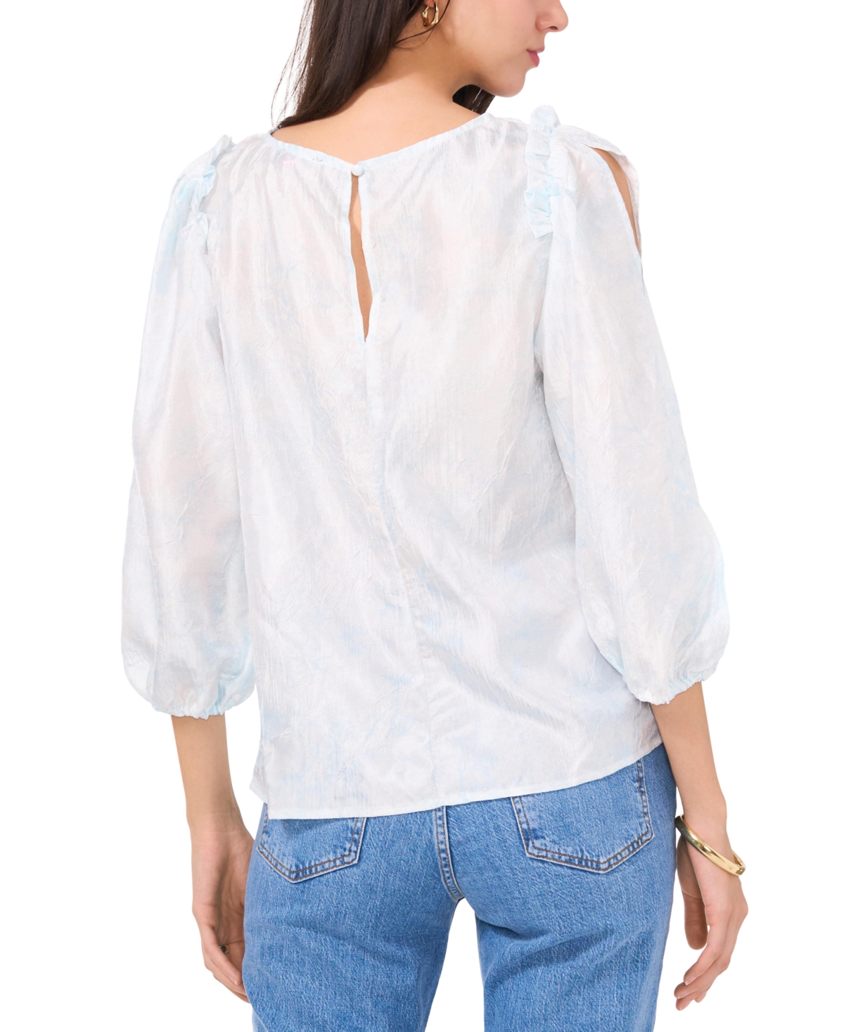 Vince Camuto Women's Ruffled-Trim Puff 3/4-Sleeve Top