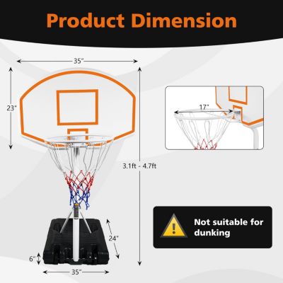 Streamdale Adjustable-Height Weatherproof Poolside Basketball Hoop