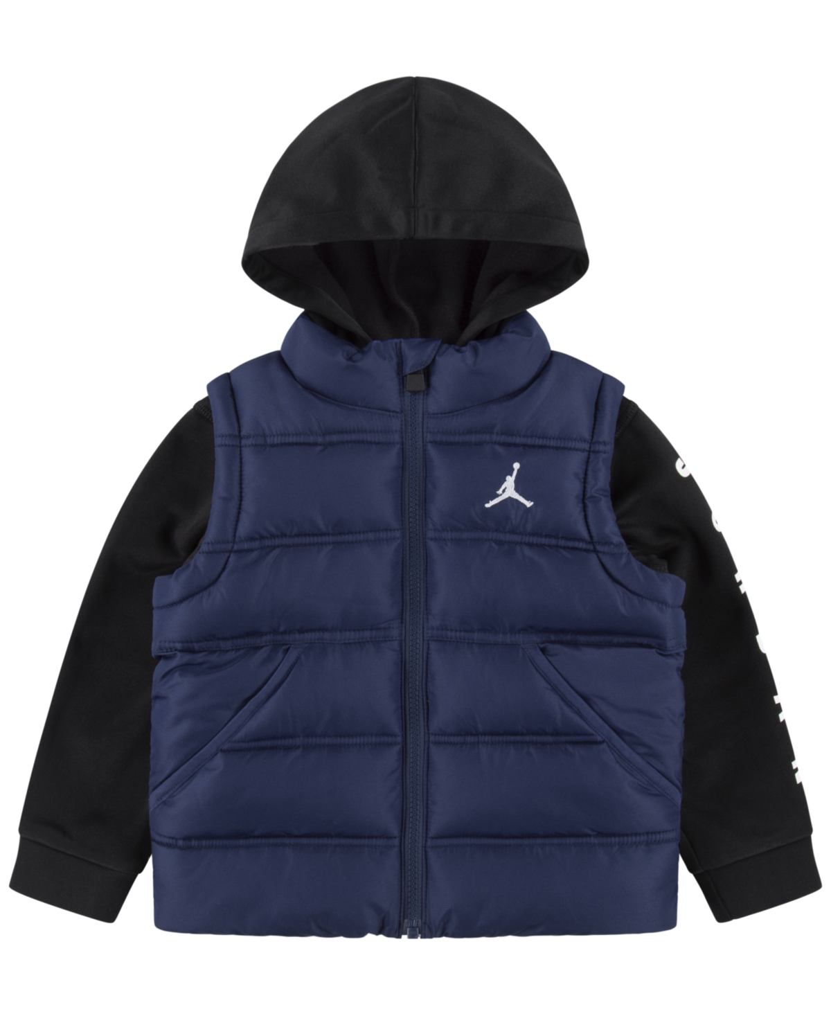 Jordan Little Boys Layered-Look Hooded Jacket - U90midnigh