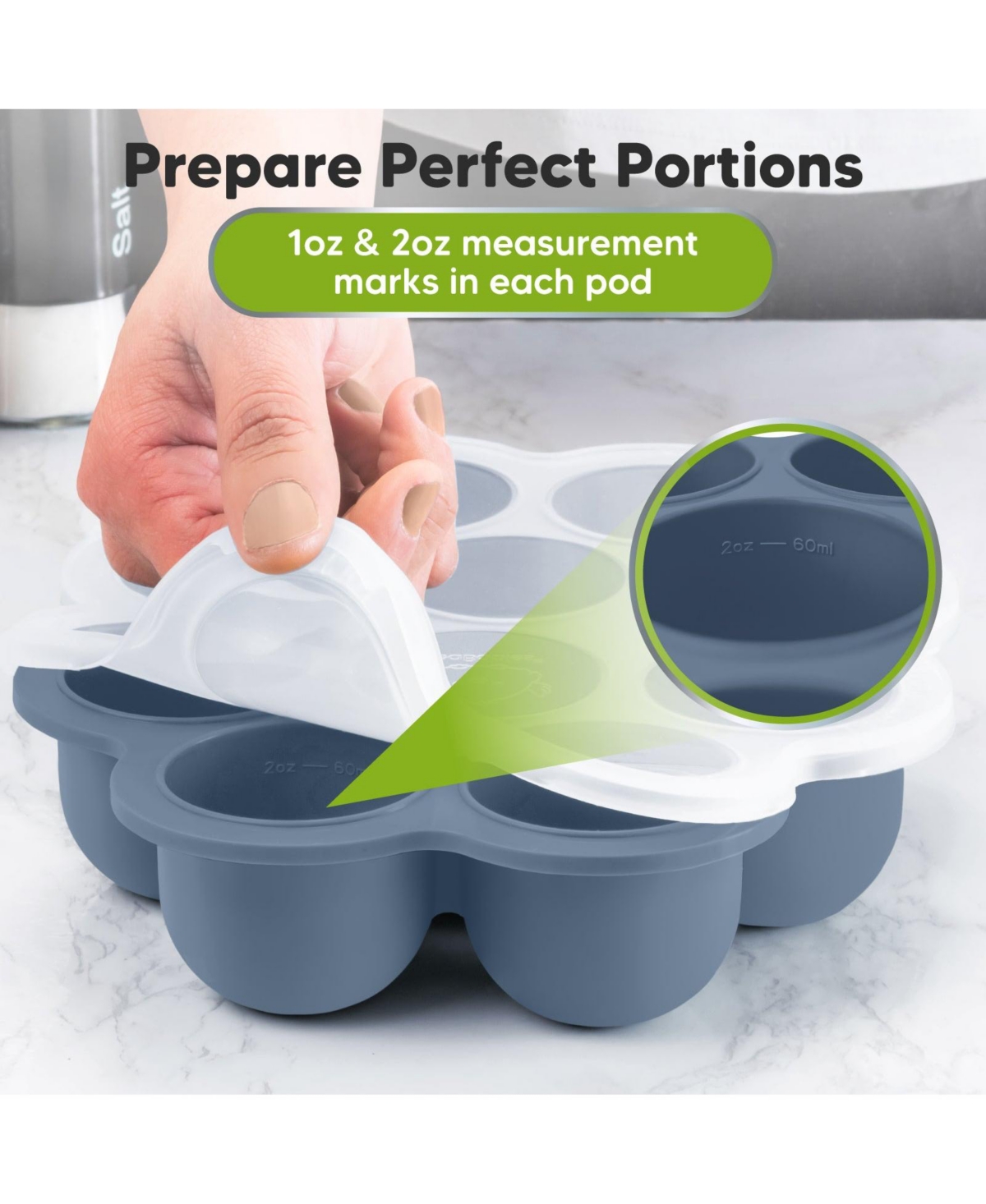 KeaBabies Prep Silicone Baby Food Freezer Tray with Clip-on Lid, x 10 Silicone Freezer Molds, Bpa-Free Baby Food Storage