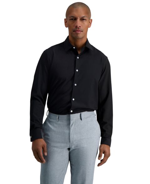 Мужская рубашка Haggar Smart Wash® Slim Fit Dress Shirt, цвет: Чёрный однотонный