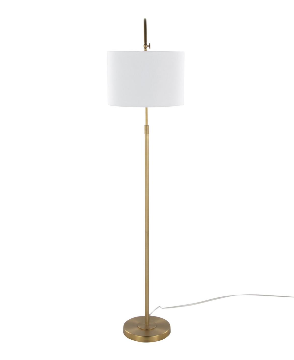 Lumisource Salon Reader 63" Contemporary Metal Floor Lamp In Gold Metal,white Linen