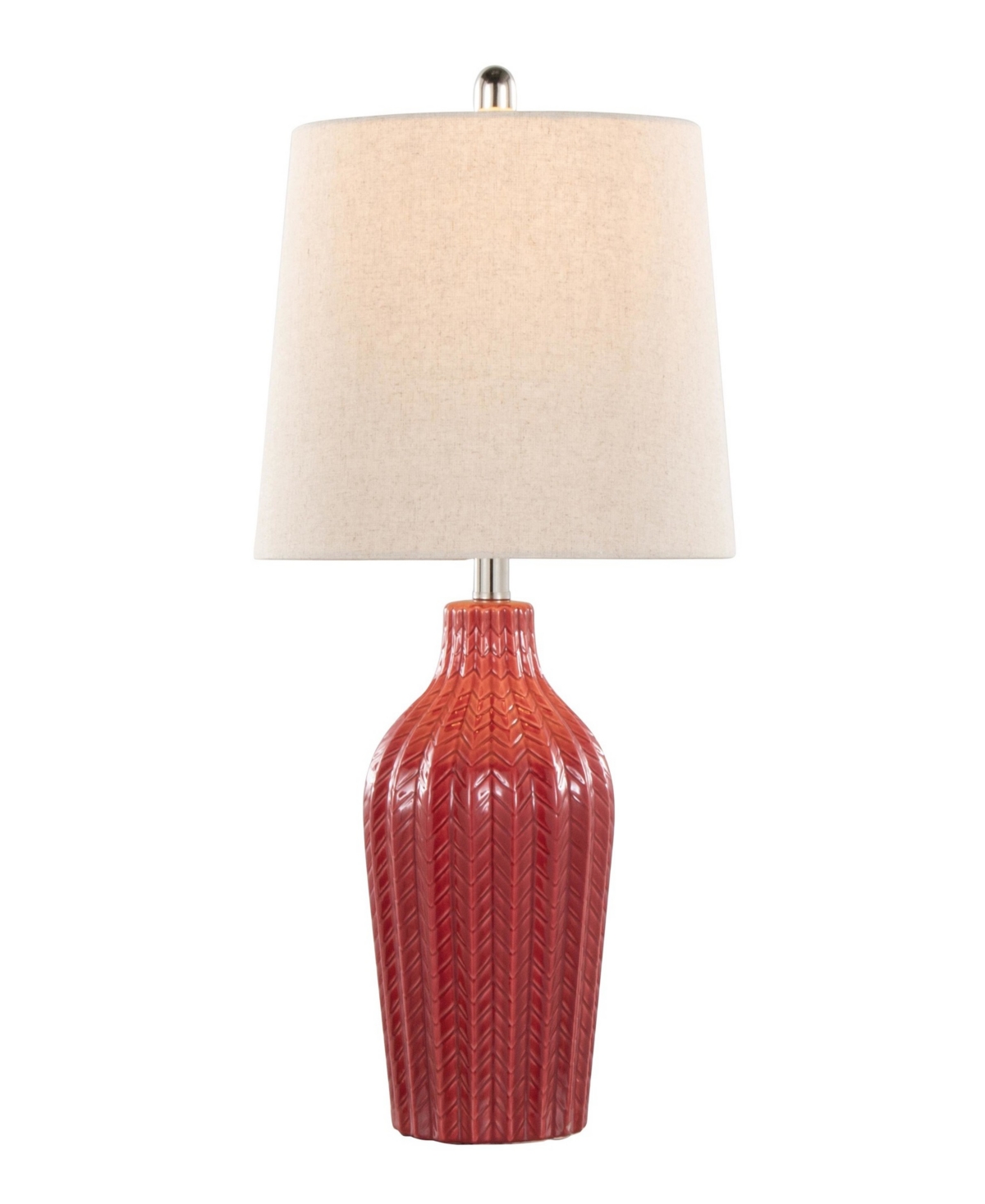 Lumisource Rockwell 24" Contemporary Ceramic In Glossy Brick Red Ceramic,polished Nicke