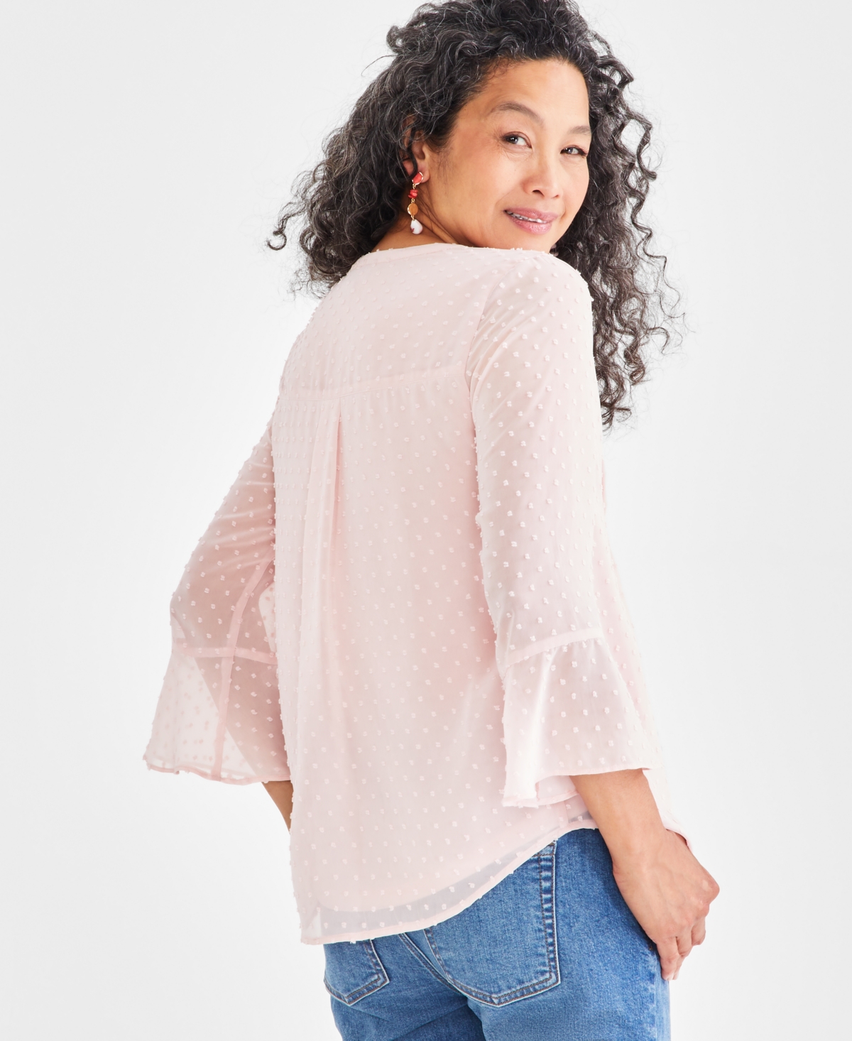 Style & Co Women's Textured Pintuck Ruffle Sleeve Top, Regular & Petite, Created for Macy's
