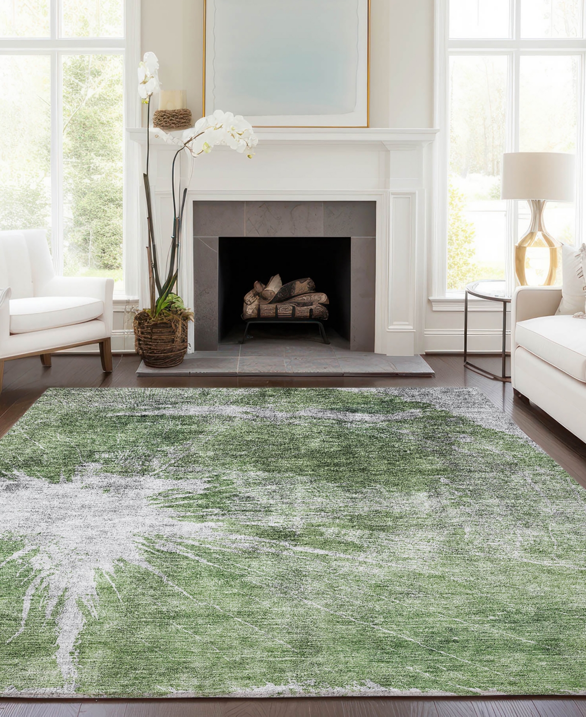 Addison Chantille Machine Washable Acn719 2'6"x3'10" Area Rug In Moss