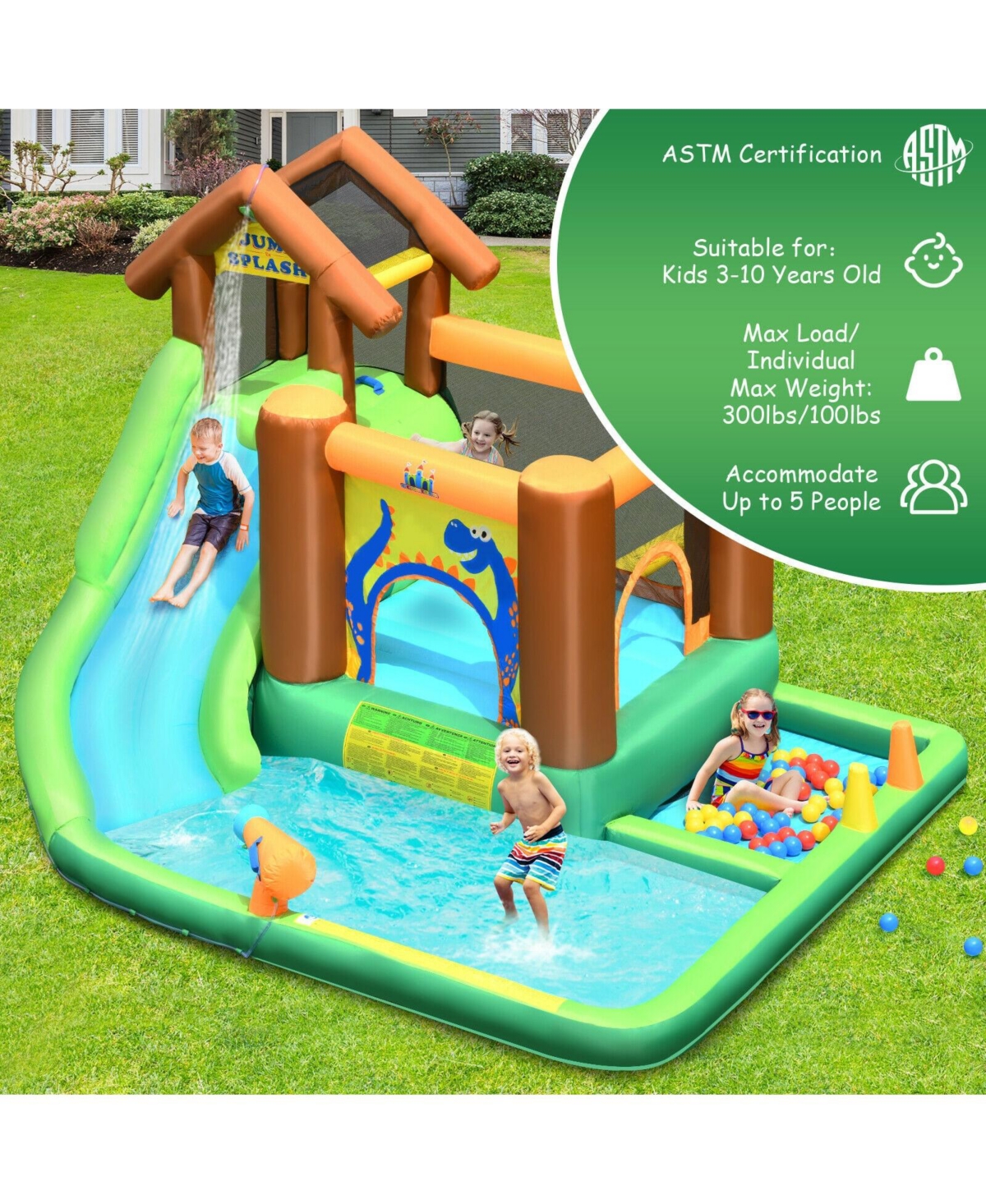Inolait Inflatable Waterslide Bounce House Climbing Wall without Blower