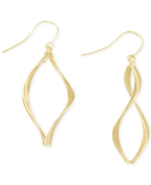 image of Italian Gold Wavy Teardrop Earrings in 14k Gold