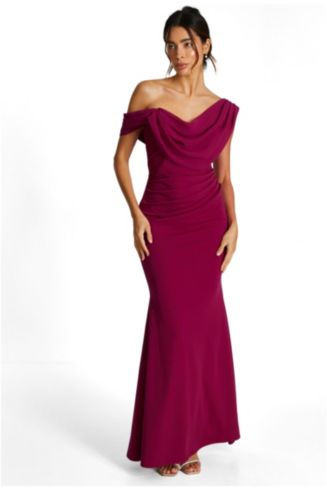 quiz asymmetric cowl neck maxi dress Women's Chiffon Scuba crepe
