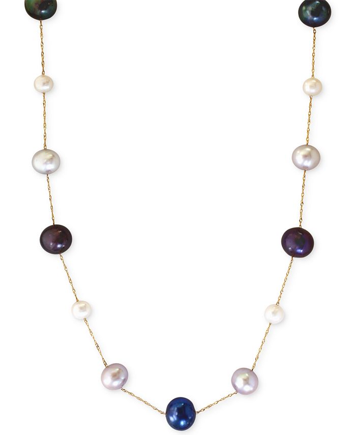 EFFY Collection - Multi-Color Cultured Freshwater Pearl Station Necklace in 14k Gold (6mm)